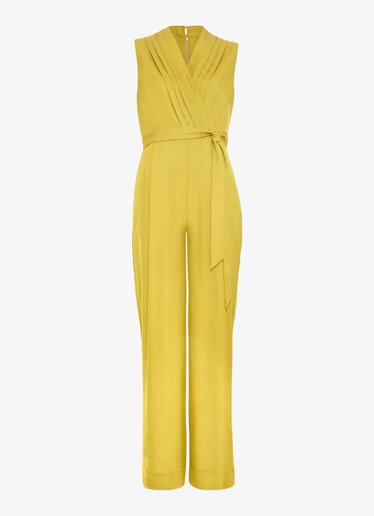 Phase Eight Dames Taylor wide fit jumpsuit met strikceintuur in de kleur Geel