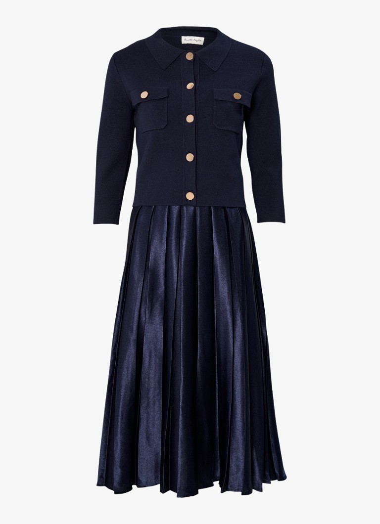Phase Eight Dames Penny midi jurk met plooien in de kleur Blauw