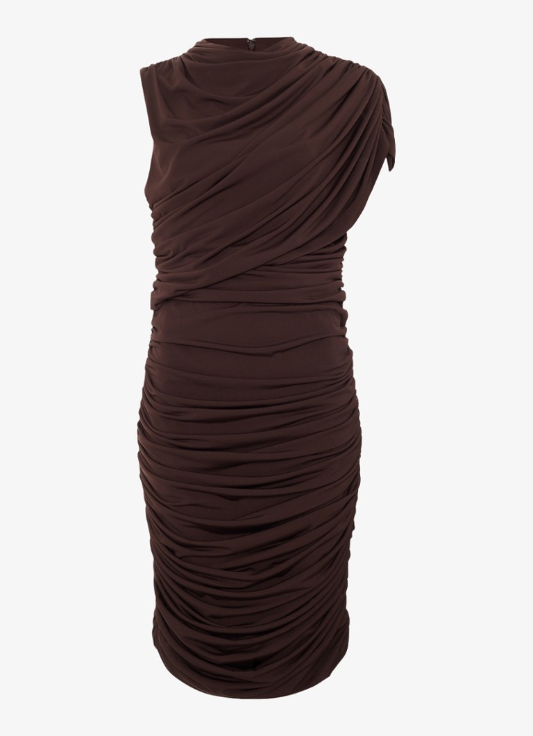 Phase Eight Dames Aimee mini jurk met asymmetrische mouw in de kleur Bruin