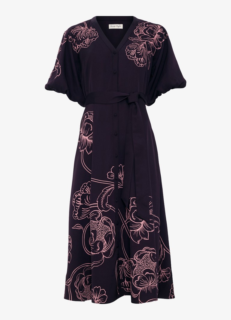 Phase Eight Dames Mabel midi jurk met grafische print in de kleur Paars