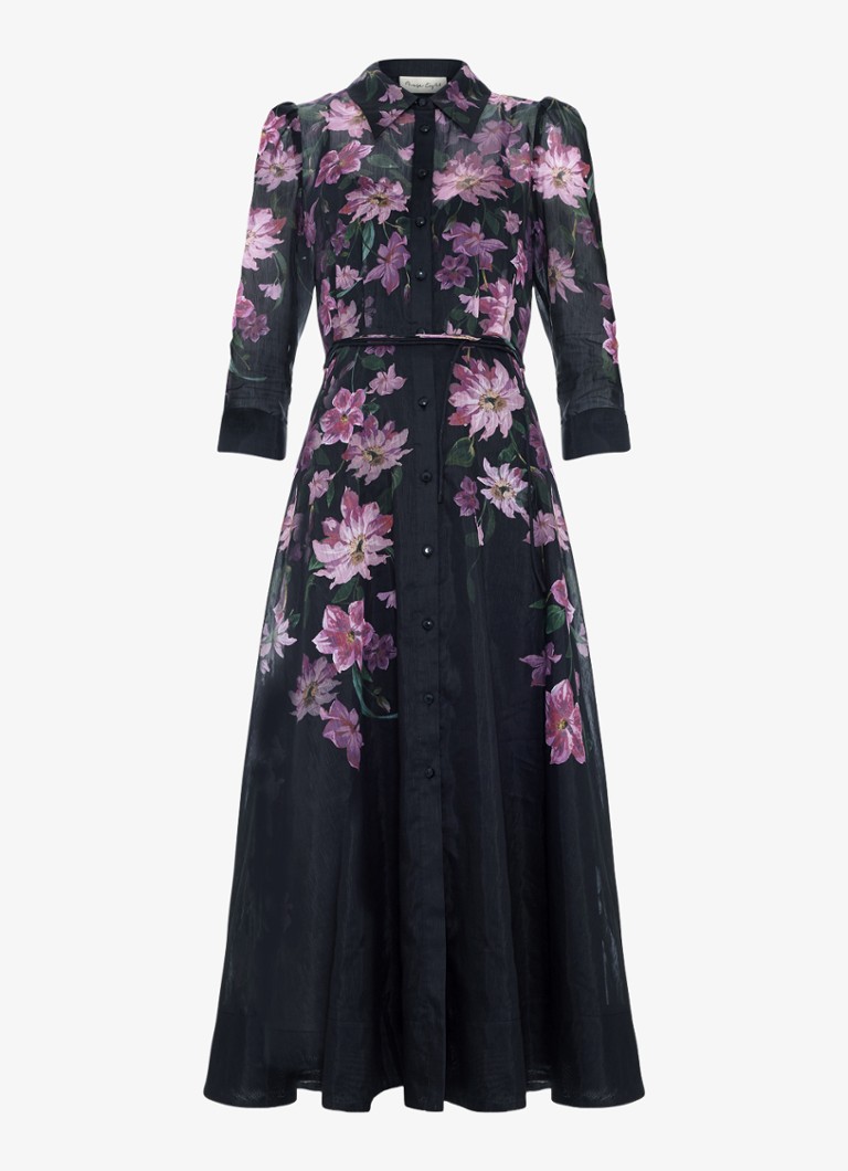 Phase Eight Dames Anabelle maxi blousejurk met bloemenprint in de kleur Zwart