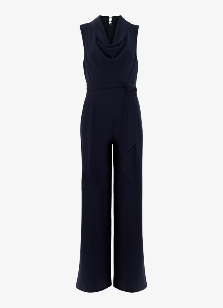 Phase Eight Dames Wide fit jumpsuit met strikceintuur in de kleur Donkerblauw