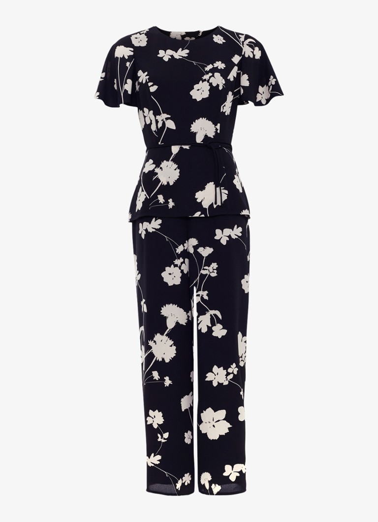 Phase Eight Dames Petite Jolie straight fit jumpsuit met bloemenprint in de kleur Zwart