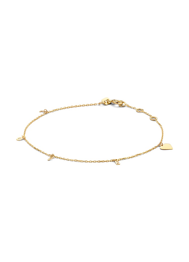 Jackie 14K Gold Dames Love bedelarmband van 14 karaat geelgoud