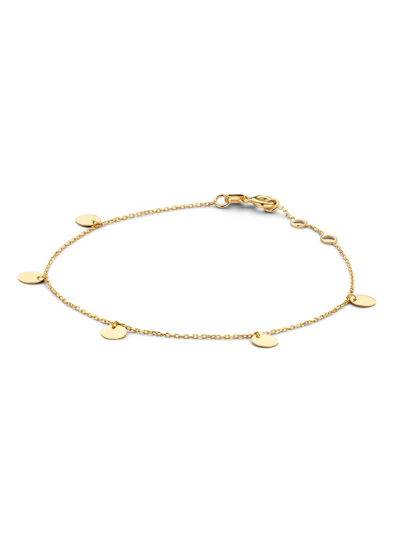Jackie 14K Gold Dames Disc bedelarmband van 14 karaat geelgoud
