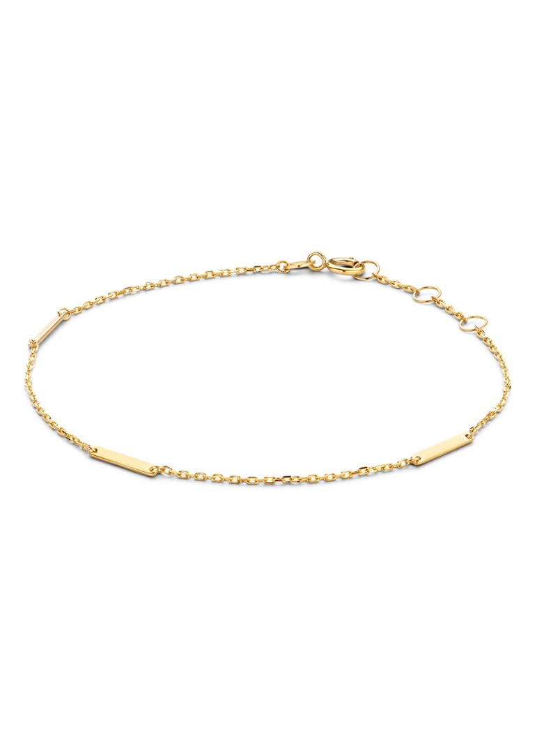 Jackie 14K Gold Dames Triple Bar schakelarmband van 14 karaat geelgoud