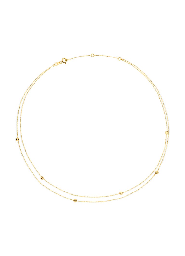 Jackie 14K Gold Dames Double Bubble ketting van 14 karaat geelgoud