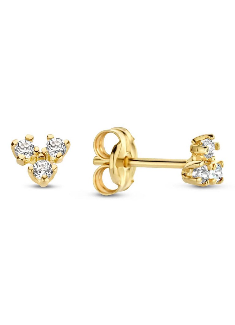 Jackie 14K Gold Dames Miró Triangle oorknopjes van 14 karaat geelgoud met topaas in de kleur Geelgoud, maat: ONE SIZE