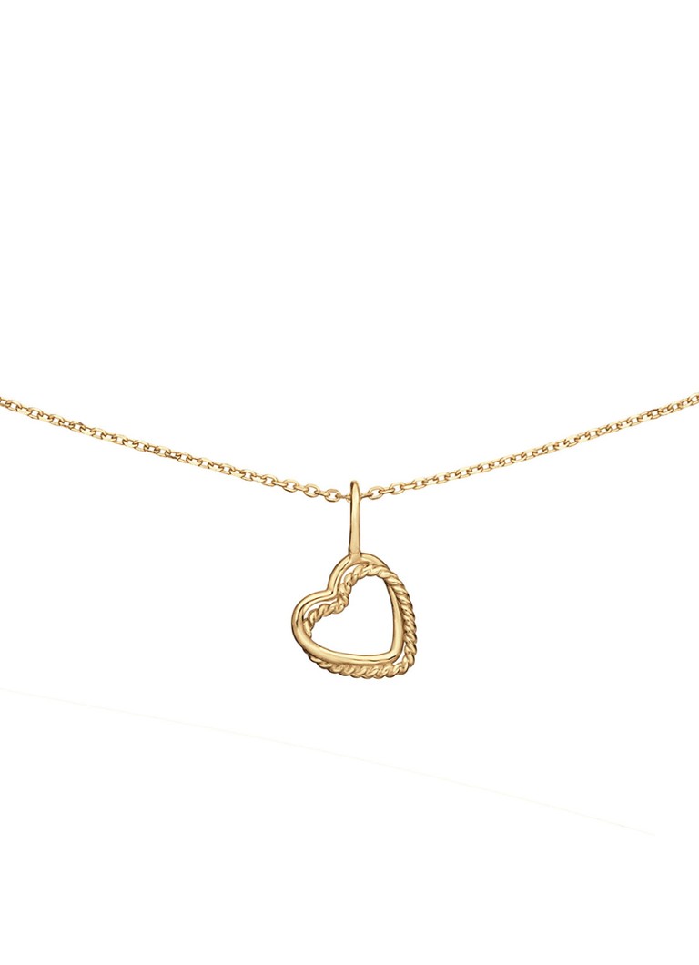 Jackie 14K Gold Dames Twisted Heart ketting van 14 karaat geelgoud in de kleur Goud, maat: ns
