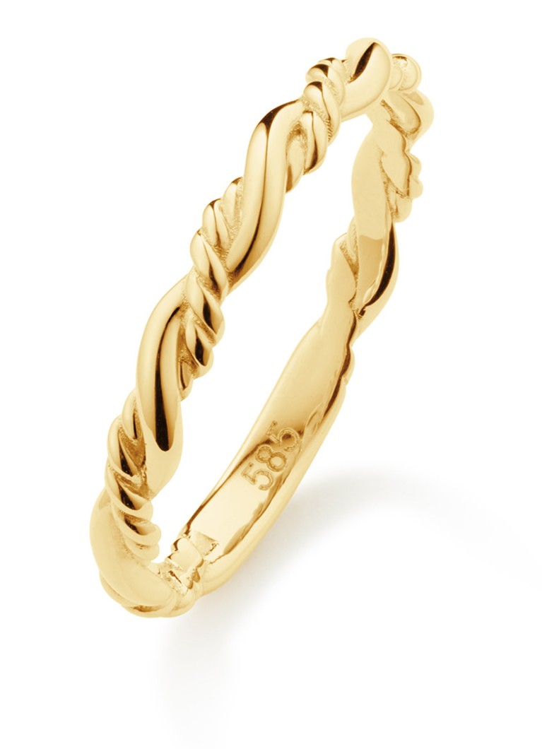 Jackie 14K Gold Dames Vondel ring van 14 karaat geelgoud in de kleur Goud, maat: 54