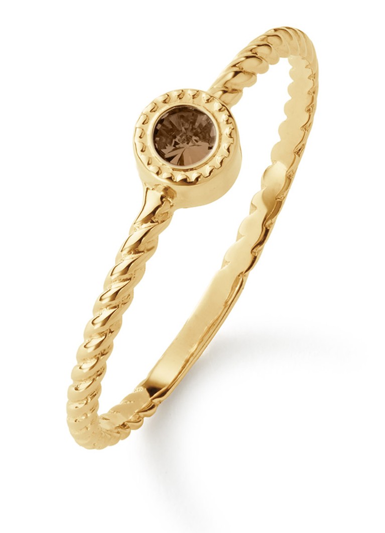 Jackie 14K Gold Dames Kirstenbosch ring van 14 karaat geelgoud in de kleur Bruin, maat: 56