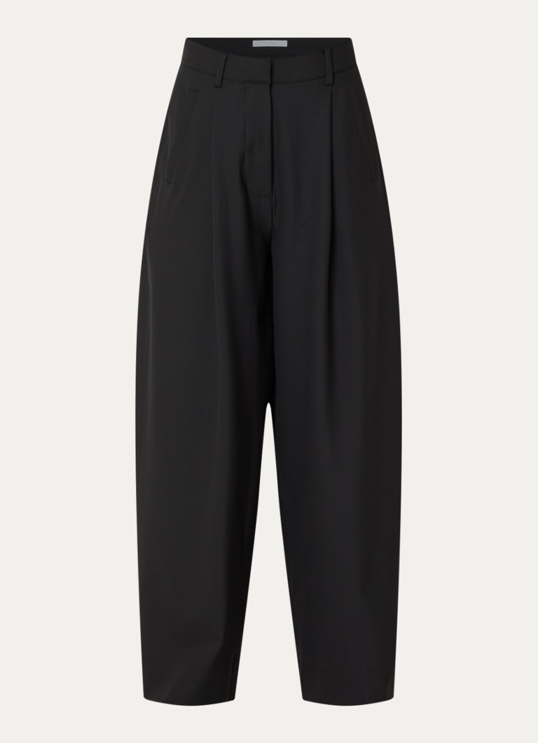 By-bar Dames Jule high waist wide fit pantalon met steekzakken in de kleur Zwart, maat: XL
