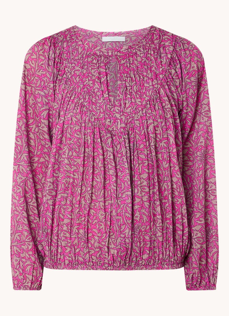 By-bar Dames Mint tuniek met print in de kleur Donkerroze, maat: XS