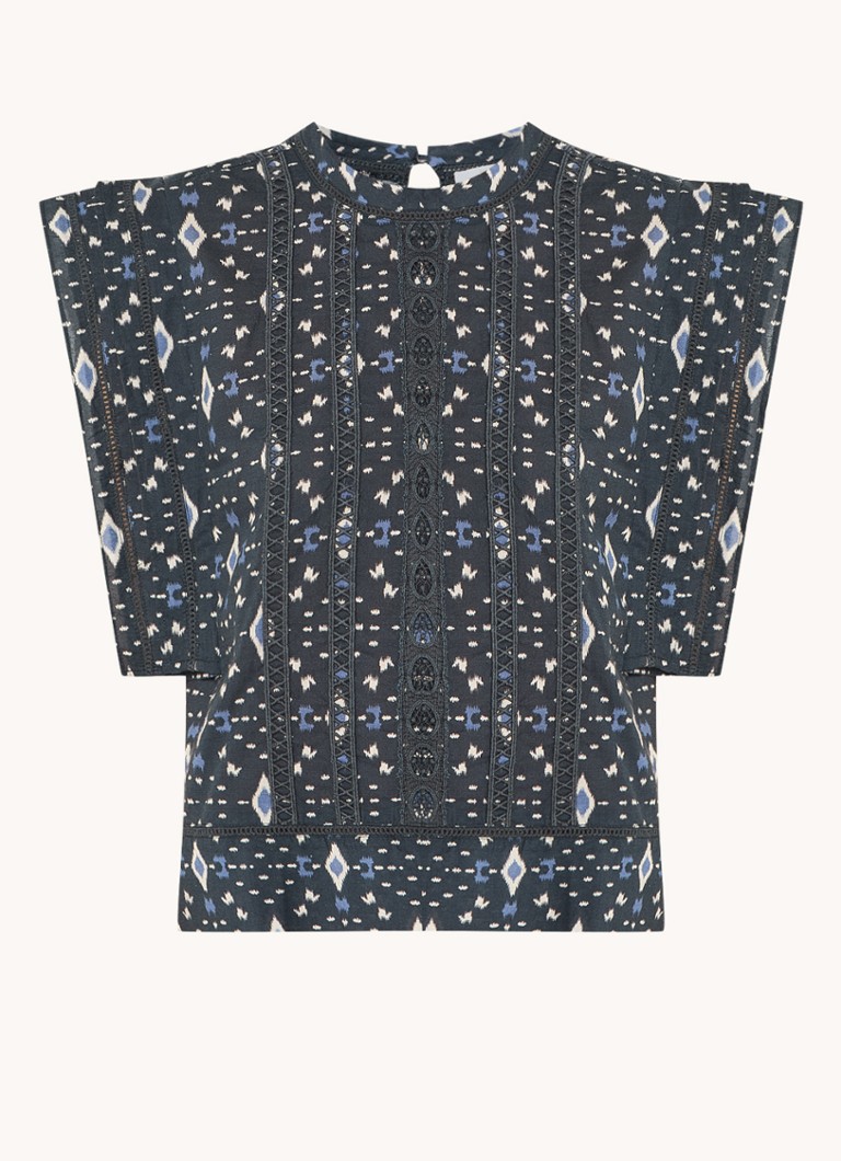 By-bar Dames Xena tuniek met print en borduring in de kleur Blauwgrijs, maat: XL