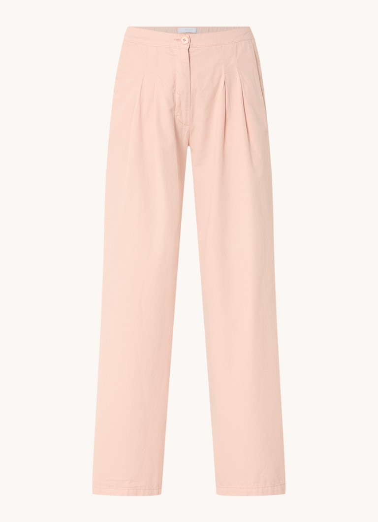 By-bar Dames Dune high waist wide fit chino met steekzakken in de kleur Zalmroze, maat: XS