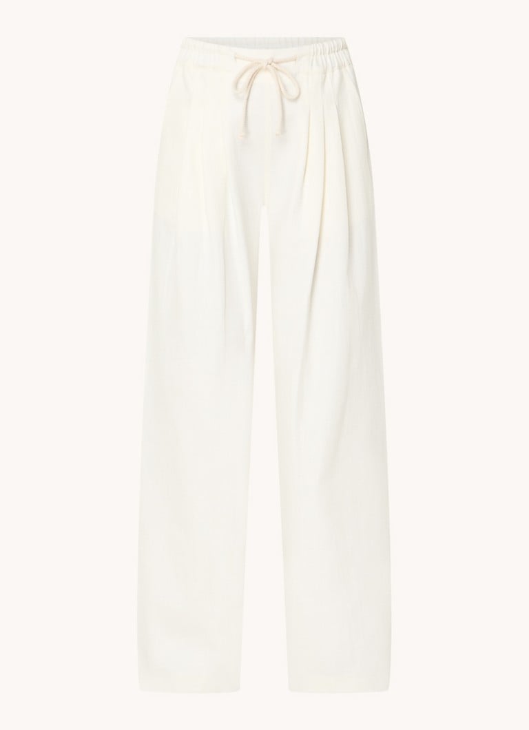 By-bar Dames Jaxx high waist wide fit palazzo broek met steekzakken in de kleur Gebroken wit, maat: XS