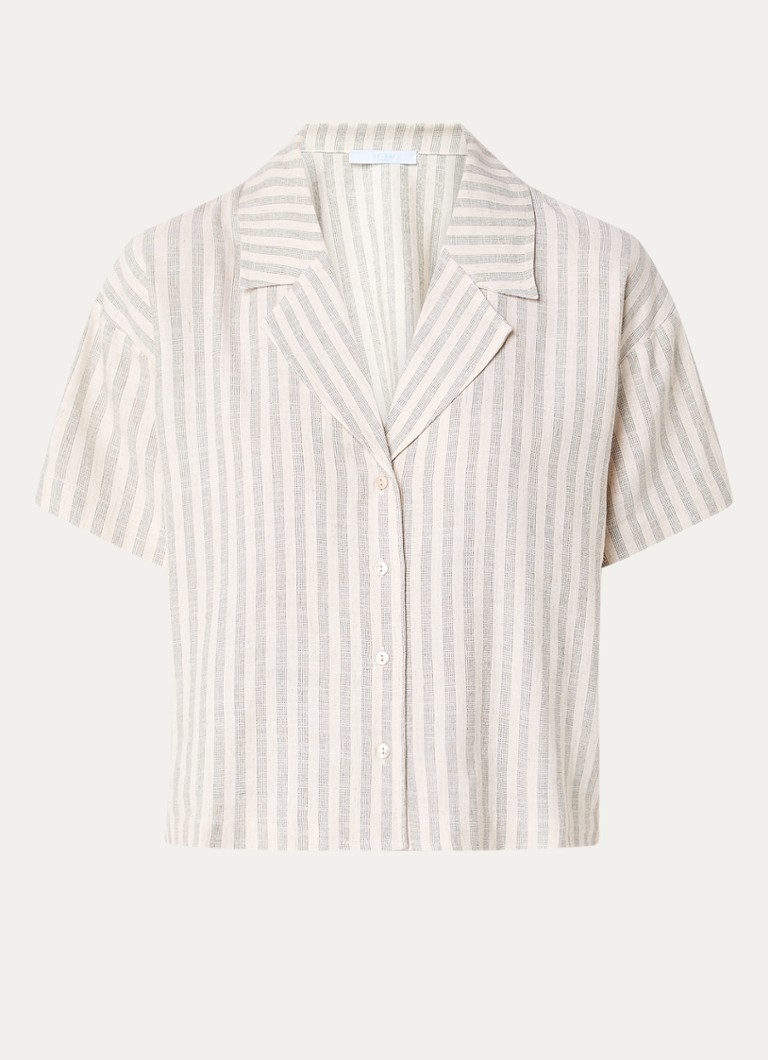 By-bar Dames Jake Marine blouse in linnenblend in de kleur Creme, maat: XS
