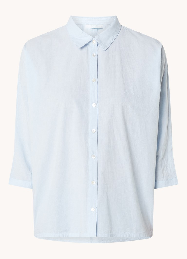 By-bar Dames Norel blouse van chambray in de kleur Lichtblauw, maat: M