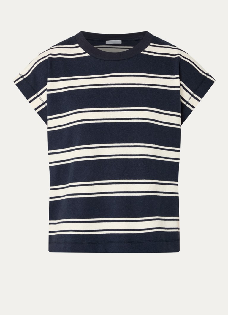 By-bar Dames Mason top met streepprint in de kleur Donkerblauw, maat: XS
