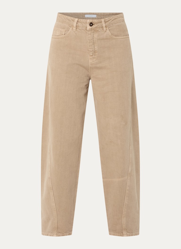 By-bar Dames Begum high waist straight leg jeans met gekleurde wassing in de kleur Zand, maat: XL