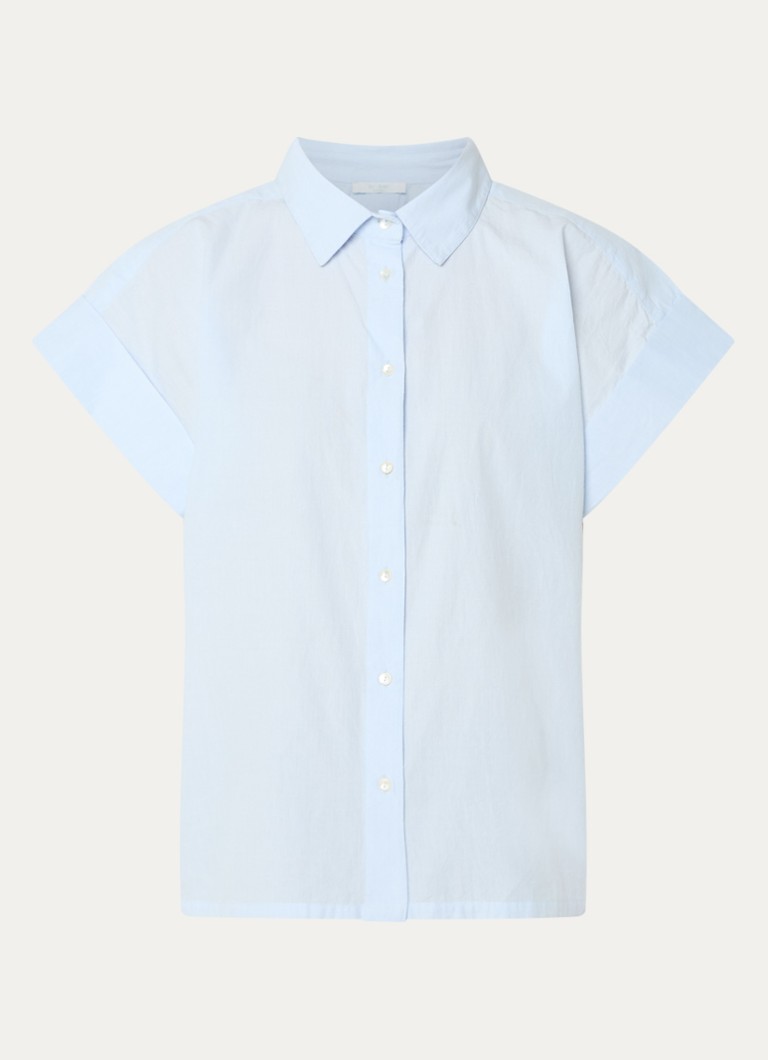 By-bar Dames Pixy blouse met kraag in de kleur Lichtblauw, maat: XL