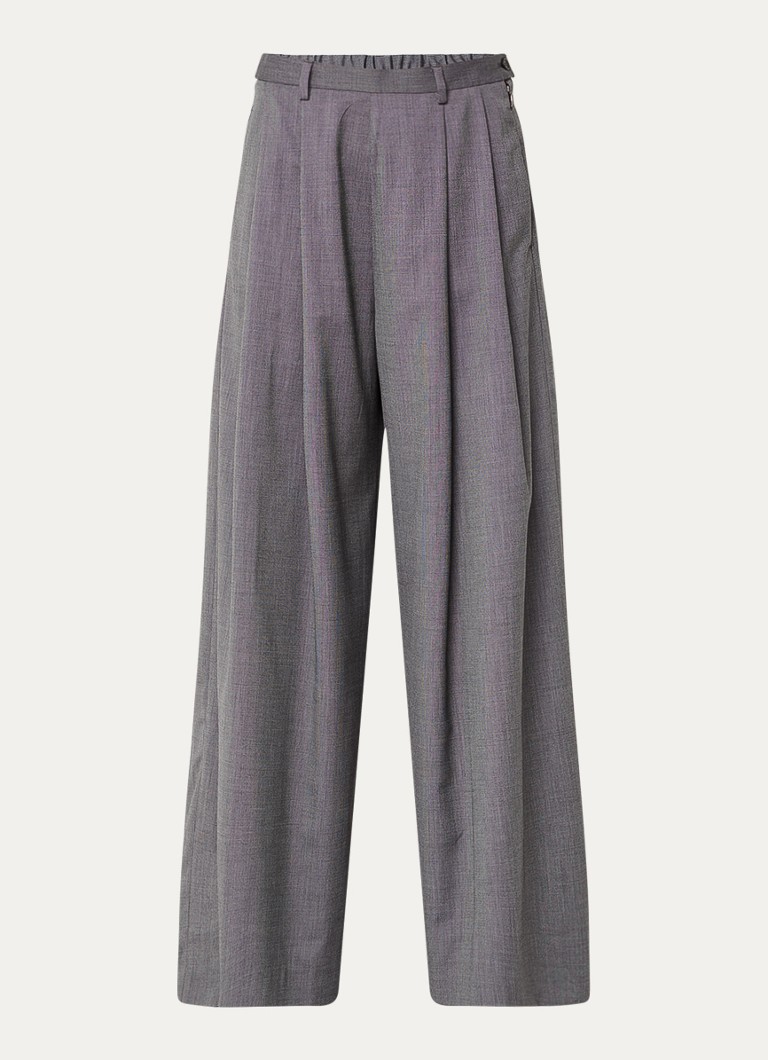 By-bar Dames Sef high waist wide fit pantalon met steekzakken in de kleur Middengrijs, maat: XL