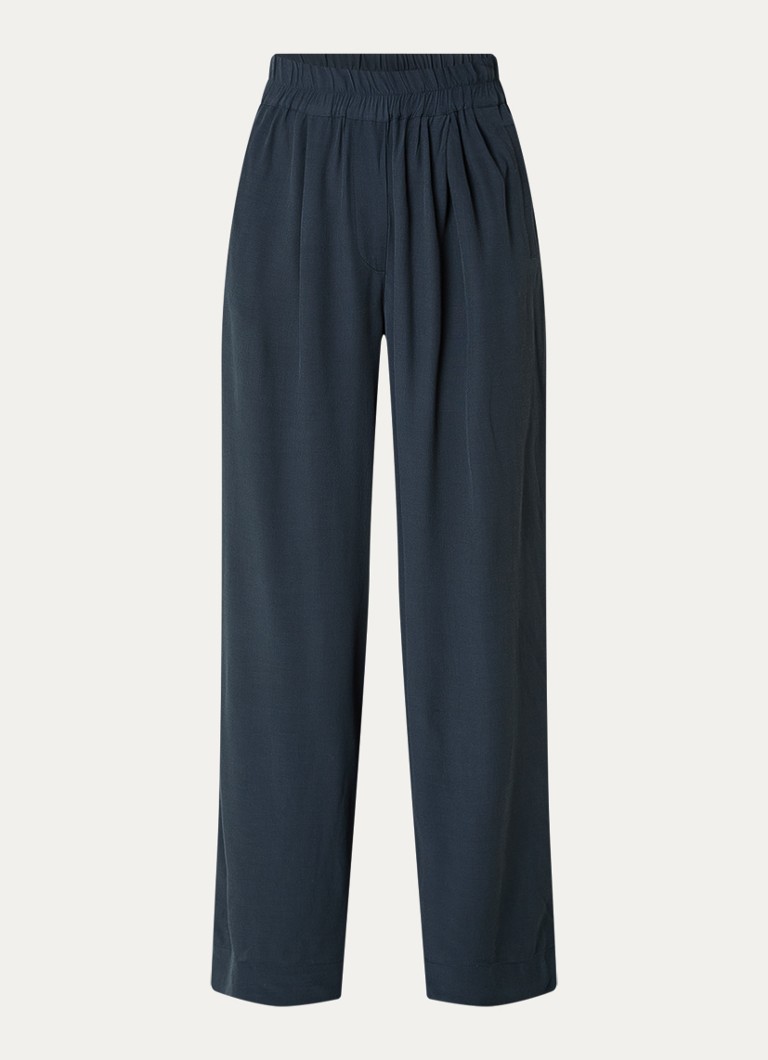 By-bar Dames Benji high waist wide fit broek met steekzakken in de kleur Donkergrijs, maat: S