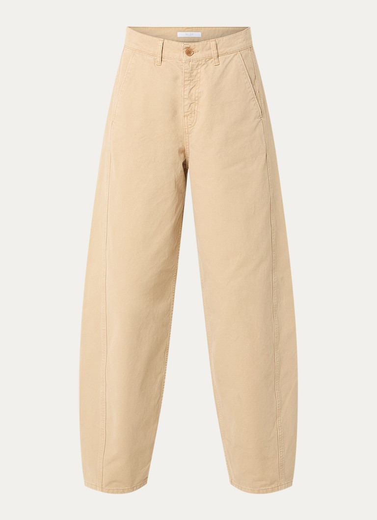 By-bar Dames Barth high waist straight fit broek met steekzakken in de kleur Beige, maat: XS