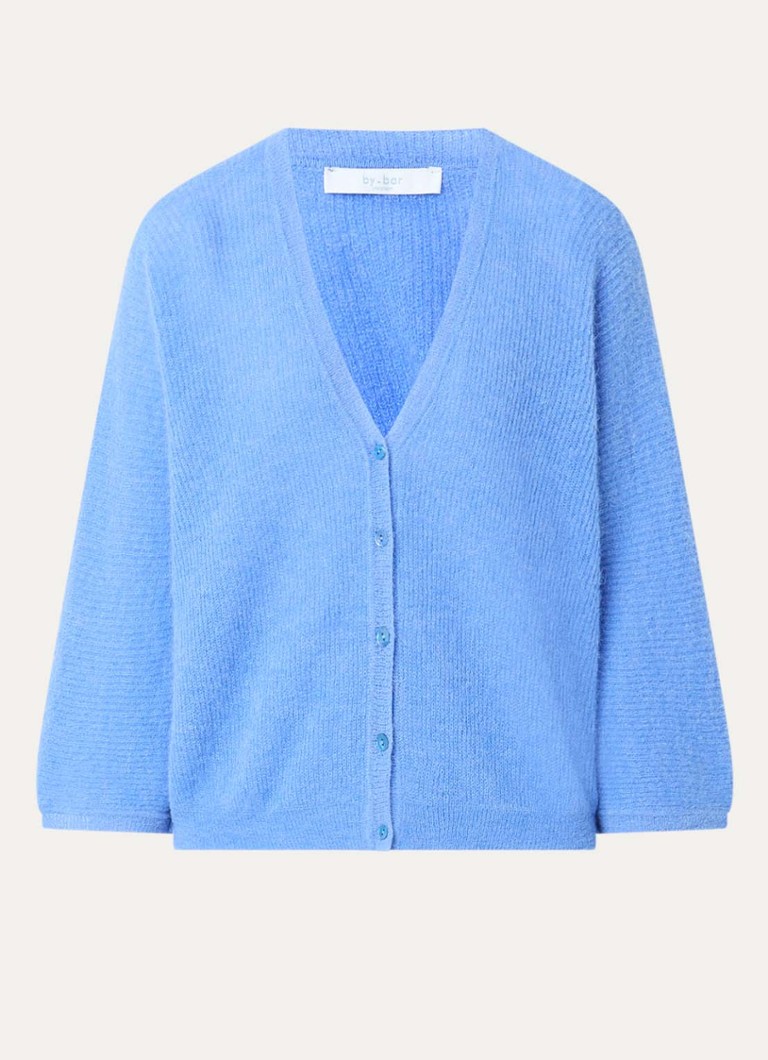 By-bar Dames Indra grofgebreid vest in alpaca wolblend in de kleur Blauw, maat: XS