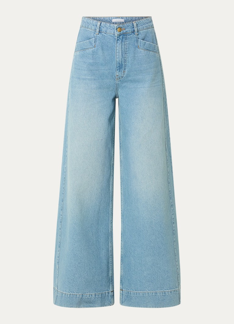 By-bar Dames Nono high waist wide leg jeans met lichte wassing in de kleur Indigo, maat: L