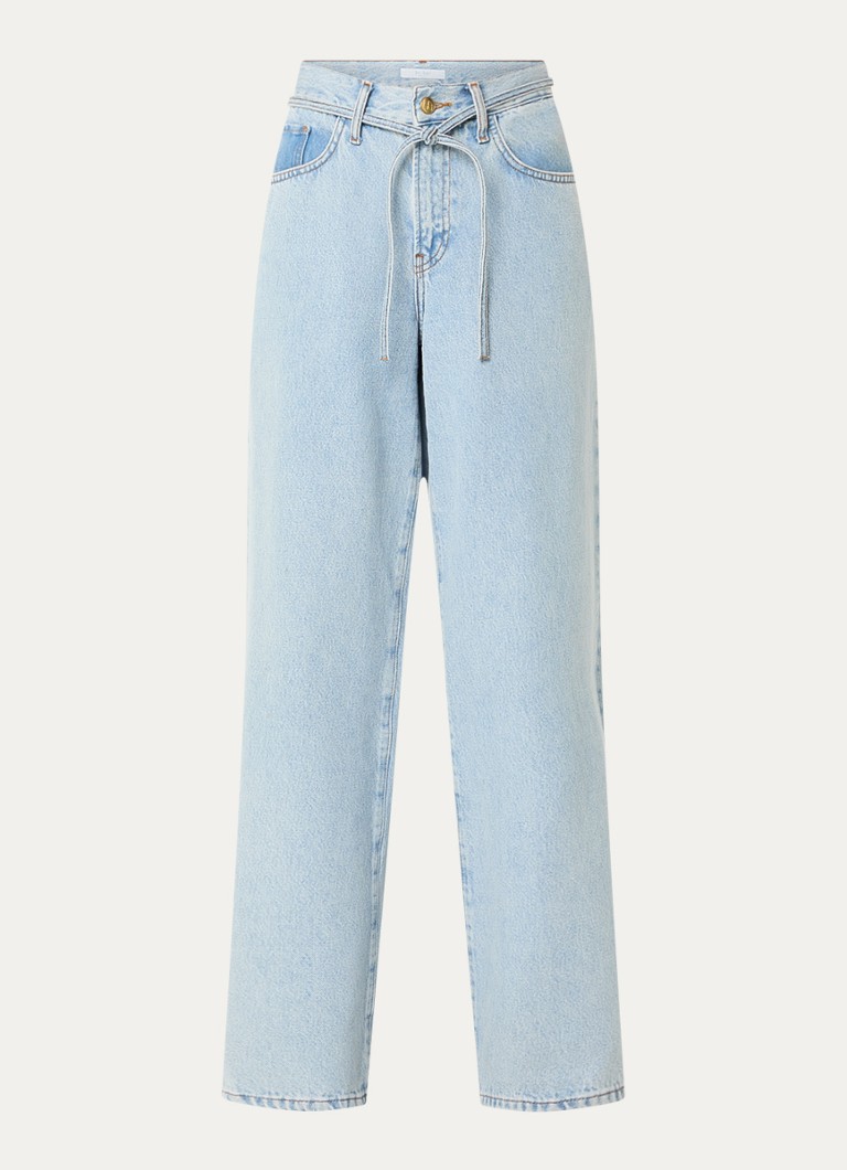 By-bar Dames Lilo high waist wide leg jeans met strikceintuur in de kleur Indigo, maat: S