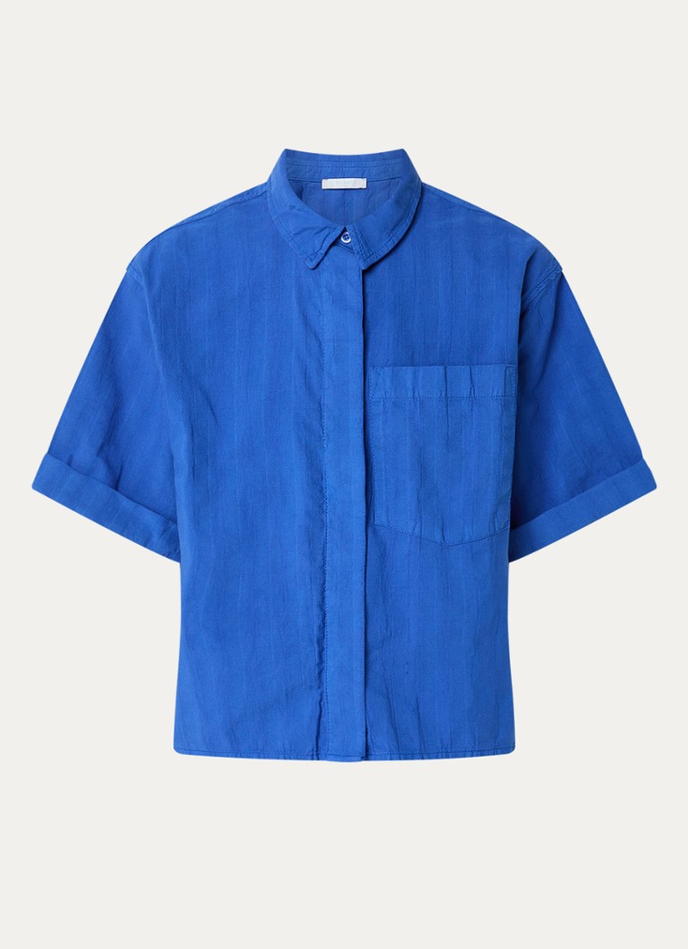 By-bar Dames Novi blouse met borstzak in de kleur Kobaltblauw, maat: M
