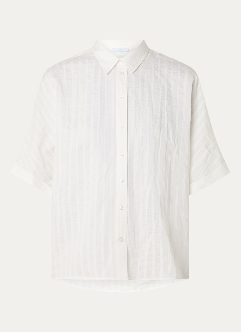 By-bar Dames Sunny blouse met streepprint in de kleur Gebroken wit, maat: L