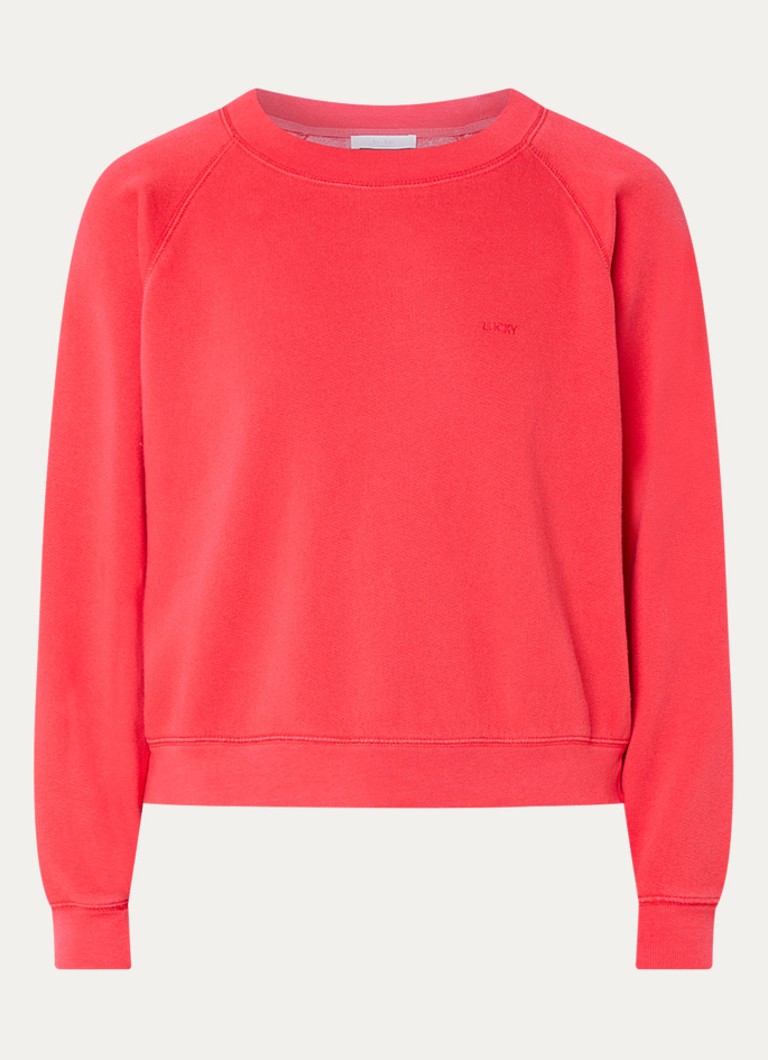 By-bar Dames Carrie sweater met borduring in de kleur Koraalrood, maat: S