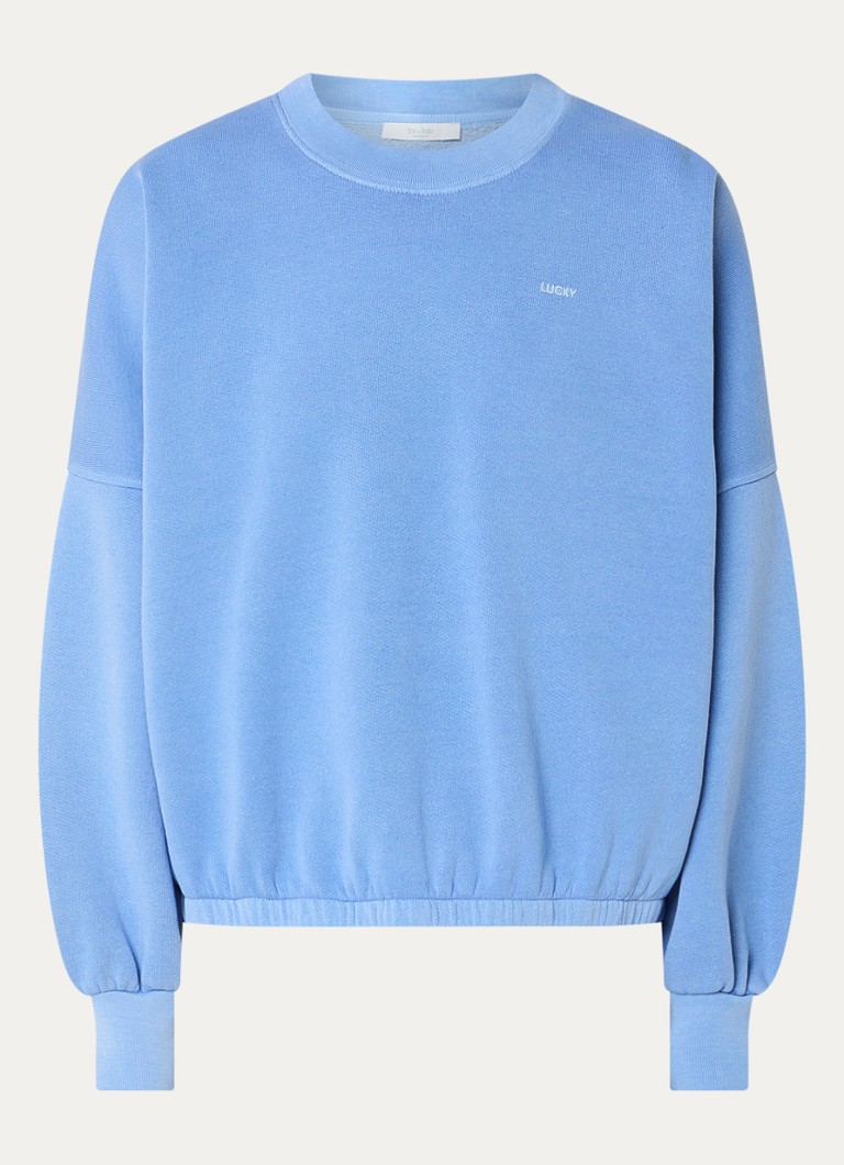 By-bar Dames Marlyn sweater met borduring in de kleur Blauw, maat: XL