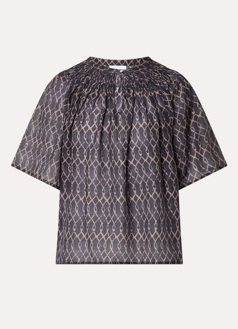 By-bar Dames Este tuniek met print in de kleur Antraciet, maat: L