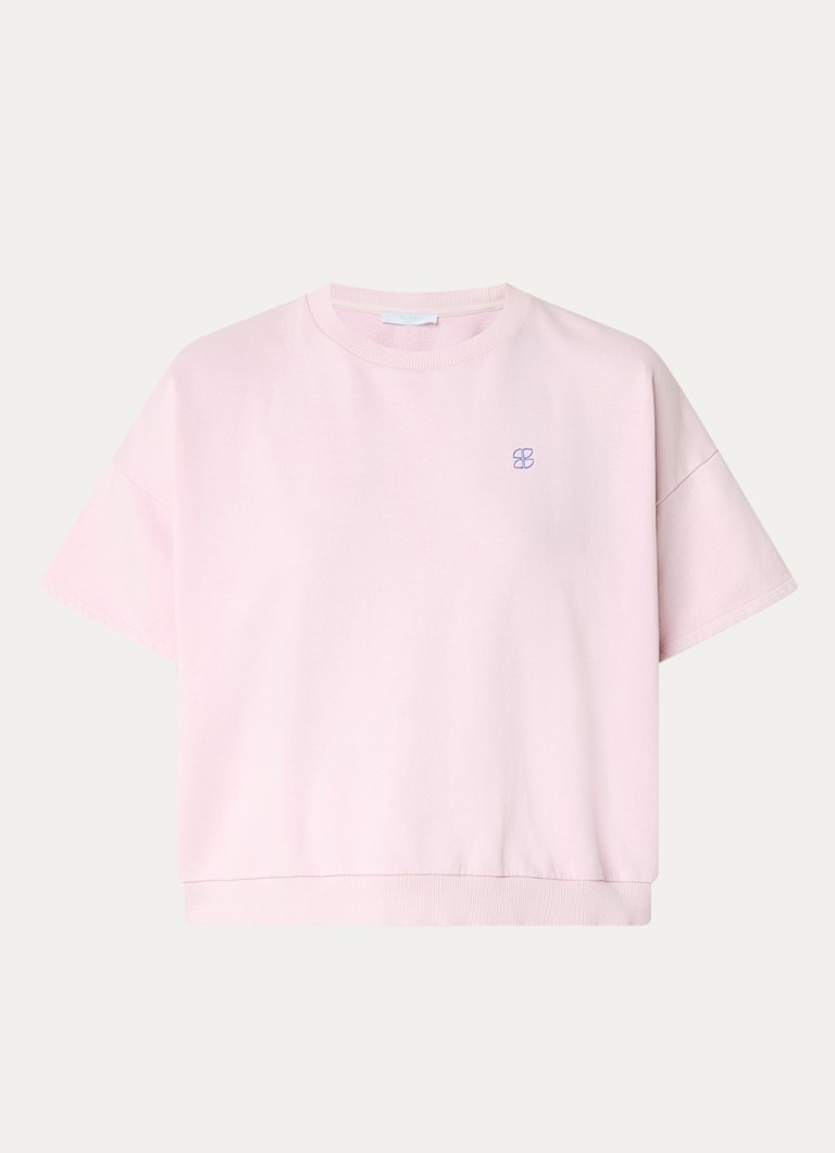 By-bar Dames Bobbi sweater met logoborduring in de kleur Roze, maat: XL