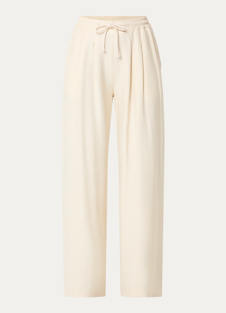 By-bar Dames Jaxx high waist loose fit broek met steekzakken in de kleur Ivoor, maat: S