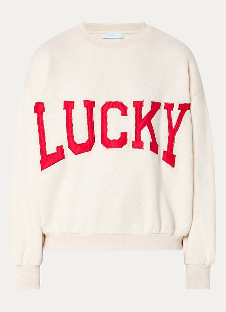 By-bar Dames Bibi sweater met print in de kleur Creme, maat: M