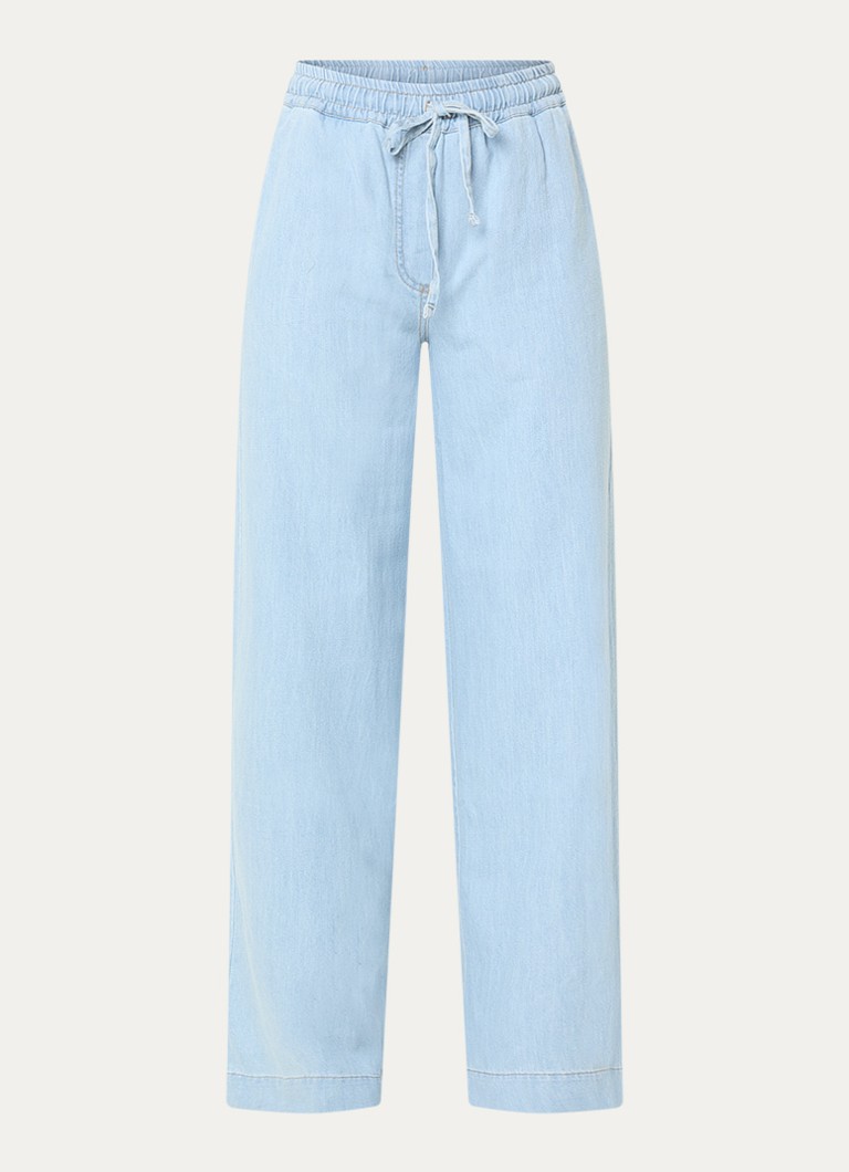 By-bar Dames Jeff high waist straight fit broek van denim in de kleur Lichtblauw, maat: M
