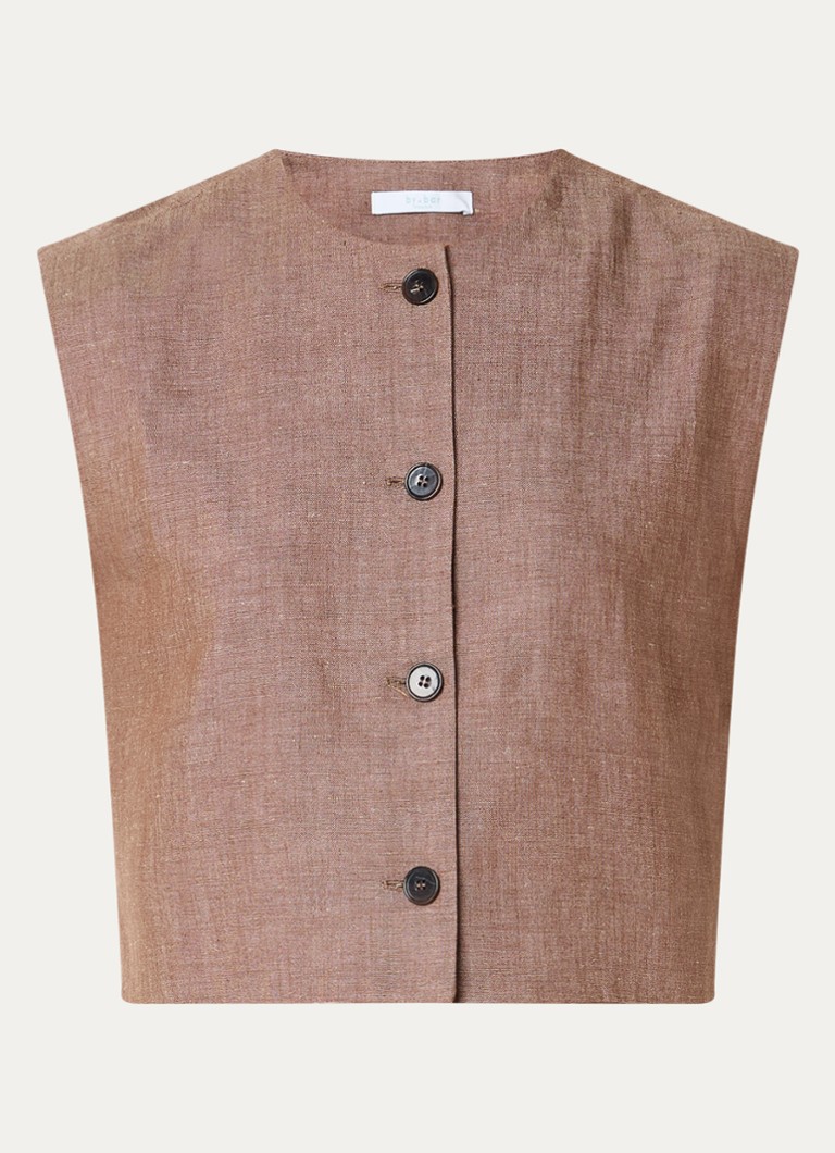 By-bar Dames Nori gilet met gemêleerd dessin in de kleur Lichtbruin, maat: XL