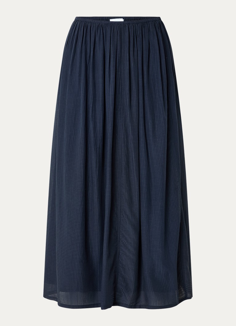 By-bar Dames Reva maxi rok met structuur in de kleur Donkerblauw, maat: XL