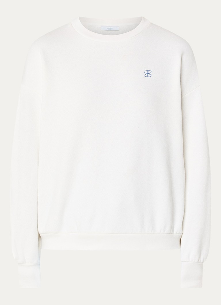 By-bar Dames Bibi sweater met borduring en backprint in de kleur Gebroken wit, maat: XL