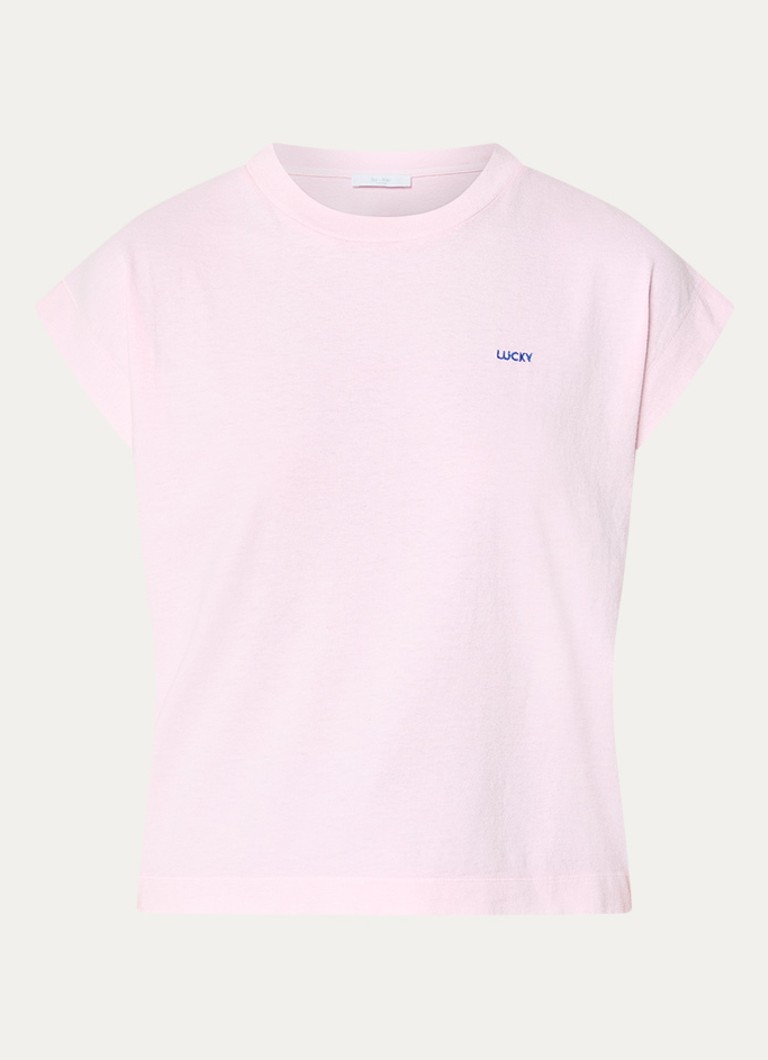 By-bar Dames Mason T-shirt met borduring in de kleur Lichtroze, maat: M