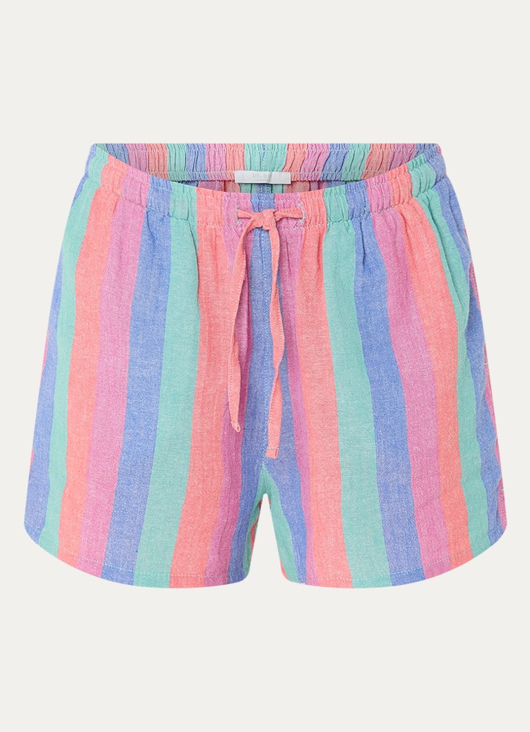 By-bar Dames Isa high waist straight fit korte broek met streepprint in de kleur Multicolor, maat: XL