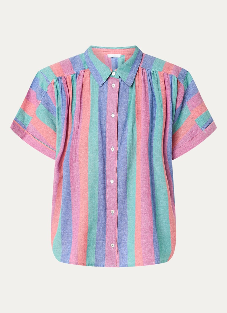 By-bar Dames Sunny Rainbow blouse met streepprint en vlindermouw in de kleur Multicolor, maat: M