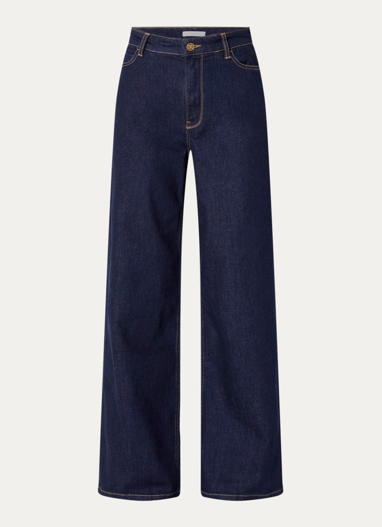 By-bar Dames High waist flared jeans met donkere wassing in de kleur Indigo, maat: XL