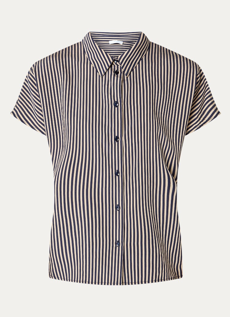 By-bar Dames Barley blouse van satijn met streepprint in de kleur Zand, maat: M