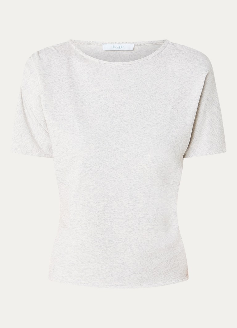By-bar Dames Lola Heavy Flame fijngebreide top met asymmetrisch detail in de kleur Grijsmele, maat: XL