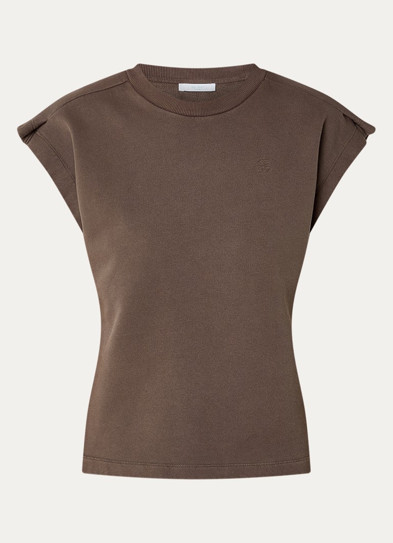 By-bar Dames Mason top met ronde hals in de kleur Bruin, maat: XL